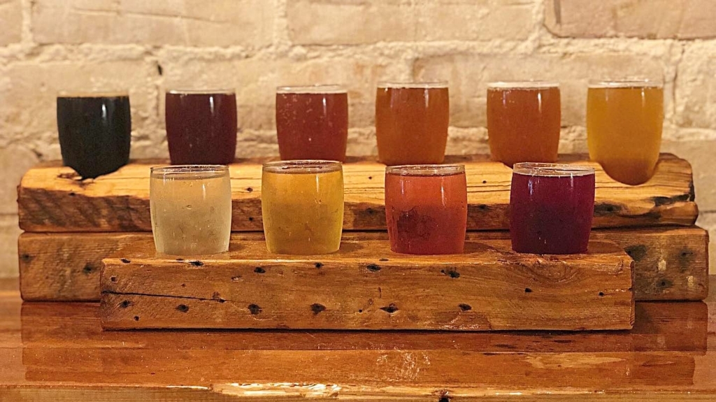 Hero harbor light flight of beer.